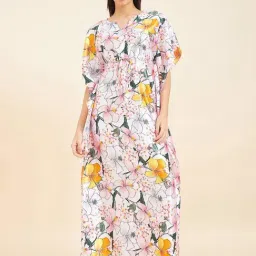 Sweet Dreams White Floral Print Kaftan-image-63