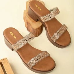 Rocia by Regal Women's Antique Gold Casual Sandals-image-102