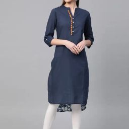 Geroo Jaipur Indigo Hand Block Printed Straight Pure Cotton Kurta-image-17