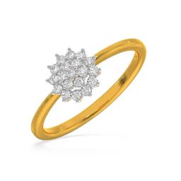 Kisna Diamond & Gold Jewellery Floral Cluster 14k (585) Diamond & Gold Ring For Women-image-11