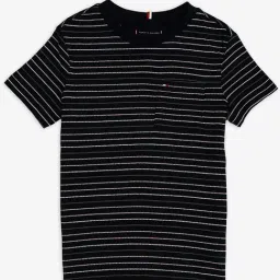 Tommy Hilfiger Kids Black Striped Regular Fit T-Shirt-picture-0