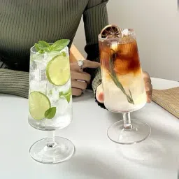 Smokey Cocktail Transparent Stemmed Cocktail Whisky Glasses - Set of 2 (400 ml)-image-44