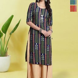 HERE&NOW Women Ethnic Motifs Printed Kurta Pack of-3-image-23