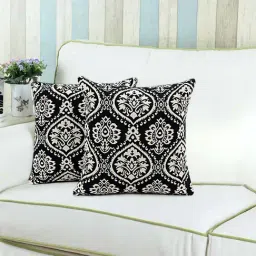 Saral Home Black Cotton Cushion Covers - Set of 2-image-88