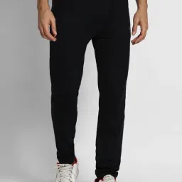 Van Heusen Athleisure Regular Fit Smart Tech Easy Stain Release Solid Trackpants - Black-picture-15