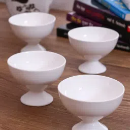 Clay Craft White Ceramic Ice Cream Bowl - Set of 4-12