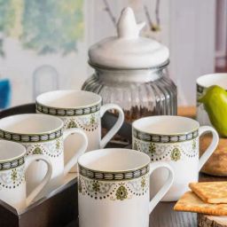 SONAKI Printed White Bone China Coffee Mugs - Set of 6 (210ml)-image-7
