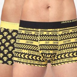 Jack & Jones Yellow & Black Printed Trunks-Pack of Two-image-28