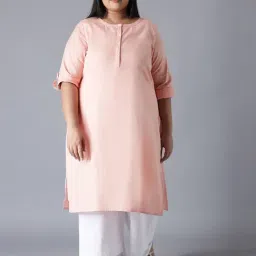 W Peach Straight Kurta-image-32