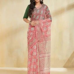 Fabindia Pink Regular Fit Printed Saree-image-51