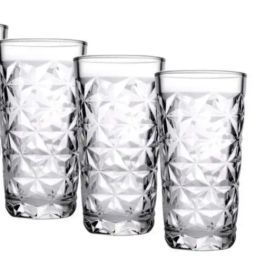 Smokey Cocktail Transparent Geometric Tall Crystal Whisky Glasses - Set of 6 (370 ml)-image-41