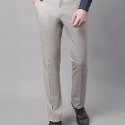 Cantabil Fawn Regular Fit Printed Flat Front Trousers-image-22