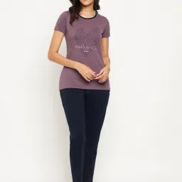 Okane Purple & Navy Graphic Print T-Shirt With Pyjamas-picture-31