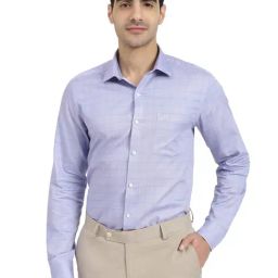 Arrow Lavender Cotton Slim Fit Checks Shirt-picture-3