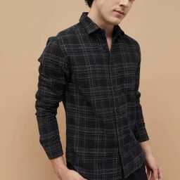 Fame Forever By Lifestyle Black Regular Fit Checks Shirt-picture-4