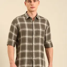 Linen Club Green Linen Slim Fit Casual Shirt-picture-41
