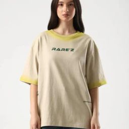 RAREISM Beige Cotton Graphic T-Shirt-picture-44