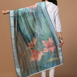 Kaizen TEXO FAB Ethnic Motifs Printed Organza Dupatta image 3