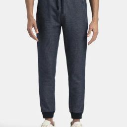 Jockey Navy Cotton Slim Fit Self Pattern Joggers-image-73