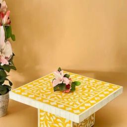 Casagold Yellow Small Bone Inlay Cake Stand-15