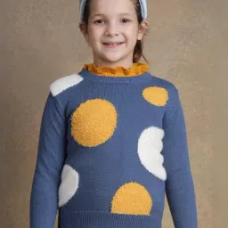 One Friday Kids Blue Printed Regular Fit Sweater-picture-23