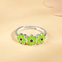 GIVA 925 Silver Triple Bloom Kids Ring-image-29