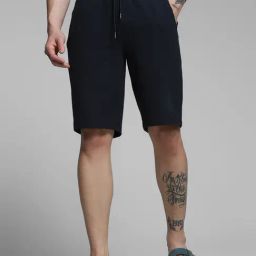 Jack & Jones Navy Cotton Regular Fit Striped Shorts-image-96