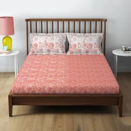 Spaces Cotton Floral Pink 132 TC Double Bedsheets-image-74