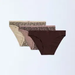Wunderlove by Westside Beige Cotton-Blend Bikini Briefs - Pack of 3-image-53