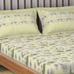 Spaces Cotton Abstract Cream 132 TC Double Bedsheets image 4