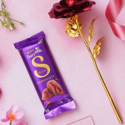 eCraftIndia Red & Golden Rose & Cadbury Dairy Milk Silk Chocolate Combo-image-24