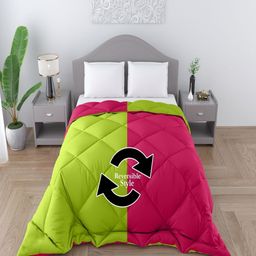 CHICERY Green & Pink Heavy Winter 300 GSM Single Bed Quilt-image-51