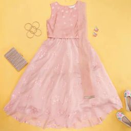 Akkriti by Pantaloons Kids Peach Embroidered Lehenga, Choli with Dupatta-image-60