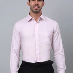 Cantabil Pink Regular Fit Self Design Shirt-image-70