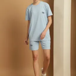Vimal Jonney Blue T-Shirt & Shorts Set-image-11