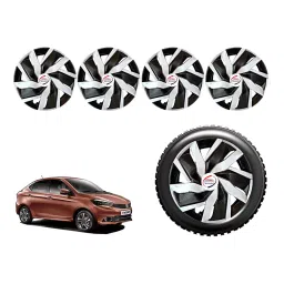 Auto Pearl EgBKSl22_R Press Type Car Wheel Cover with Retention Ring 33.02 cm (13 Inch) Glossy Black, Silver for Tata Tiago XE Petrol (Set of 4)-image-54