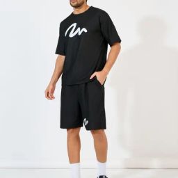 Styli Black Relaxed fit Self Design Co-Ord Sets-image-16