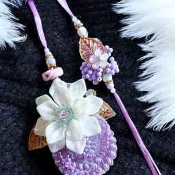 Anikas Creation Lavender Handcrafted Purple Bloom Rakhi for Brother-picture-42