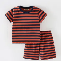 INCLUD Boys Striped Round Neck T-Shirt With Shorts-image-91