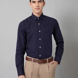 Cantabil Navy Regular Fit Printed Shirt-image-28