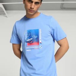 Puma BMW M Motorsport Blue Skies Cotton Regular Fit Printed Sports T-Shirt-image-90