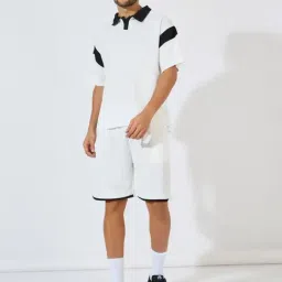 Styli White Relaxed fit Colorblock Co-Ord Sets-image-0