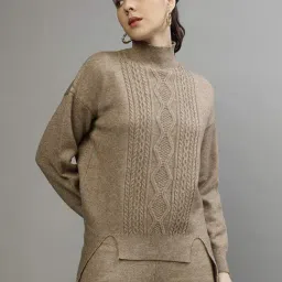 Centrestage Brown Self Pattern Sweater-picture-26