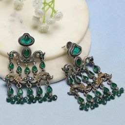 Biba Green Brass Chandbalis Earrings-image-31