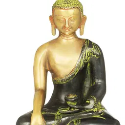Exotic India Black & Gold-Toned Tibetan Buddhist Deity Buddha Idol Showpiece-image-69