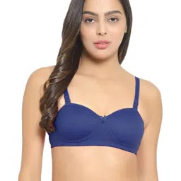 Women Cotton Blue Padded Non-Wired Lingerie Bra Sport wear Gym Crop Tank Top-18
