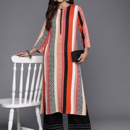 Indo Era Women Striped Kurta-image-77