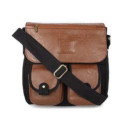 Purseus Men Black Solid Messenger Bag-20