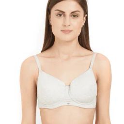 Soie Grey Textured Non Wired Padded Seamless Bra-image-54