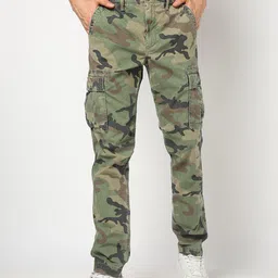 GAP Men Self-Checked Camouflage Printed Cargos Trousers-image-62